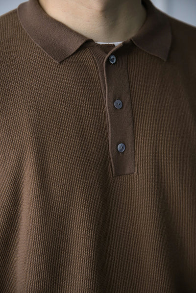 brown oversized knit polo close up comfysocks