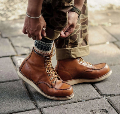 carousel navy socks with redwing shoes - comfysocks
