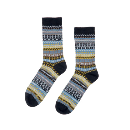 black and blue tribal pattern socks