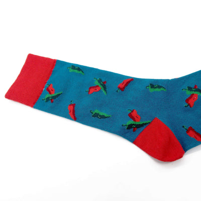 chili in blue and red cotton crew socks - Comfysocks