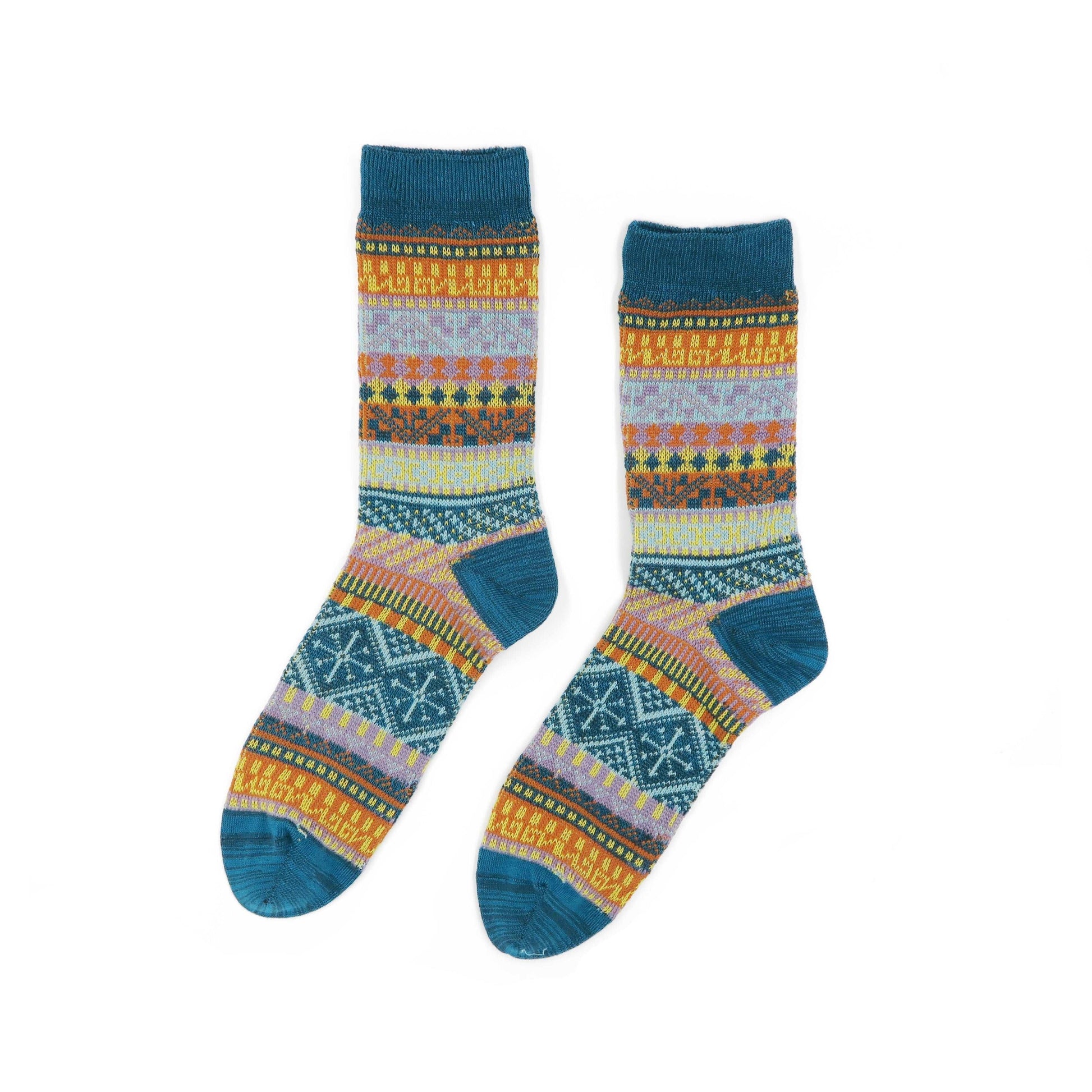 circus socks - teal color with funky pattern