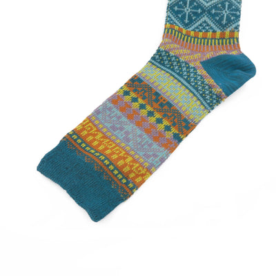 circus socks - teal color with funky pattern