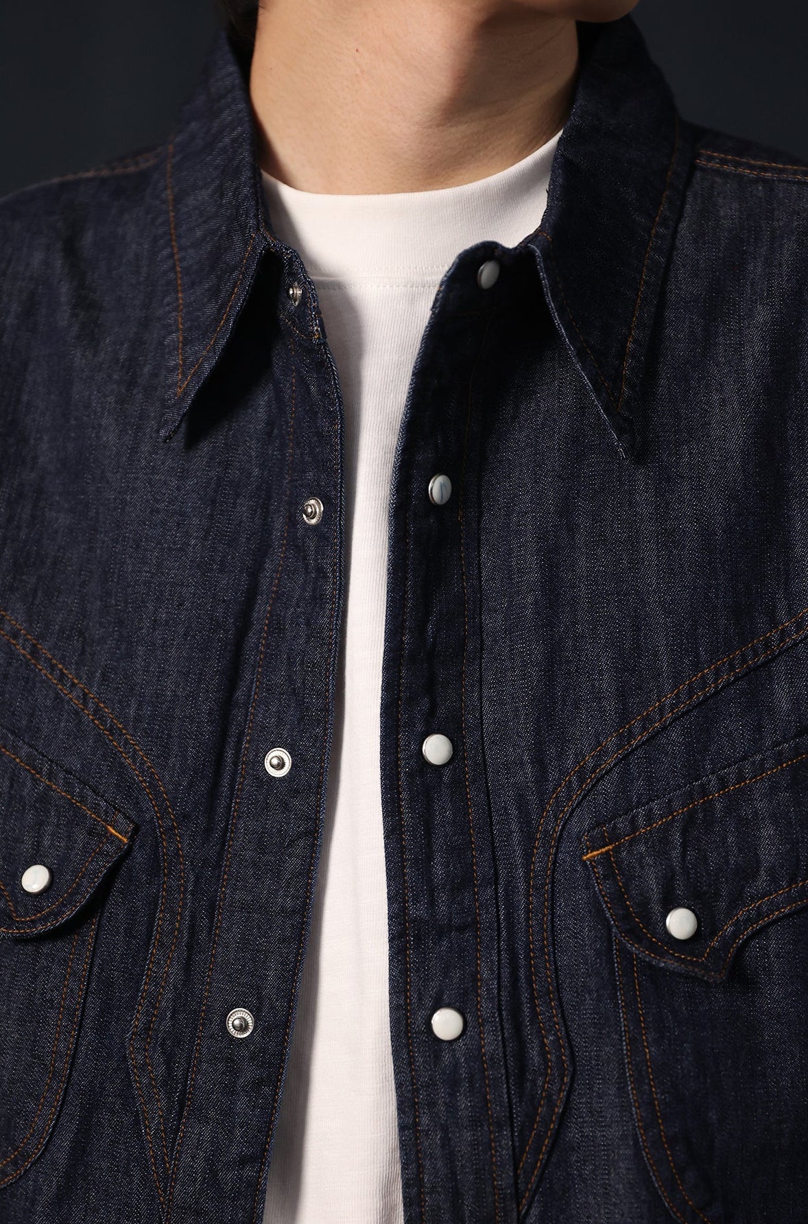 Cowboy Western Snap Shirt white cotton version front view