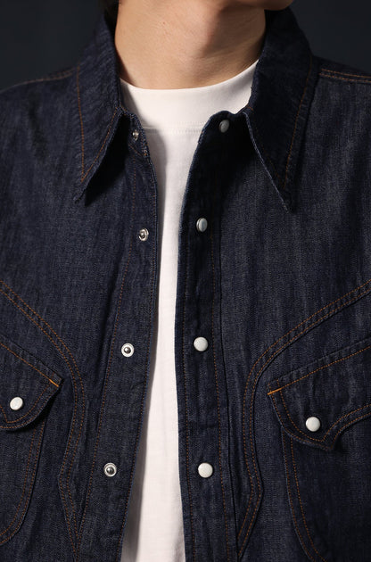 Cowboy Western Snap Shirt white cotton version front view