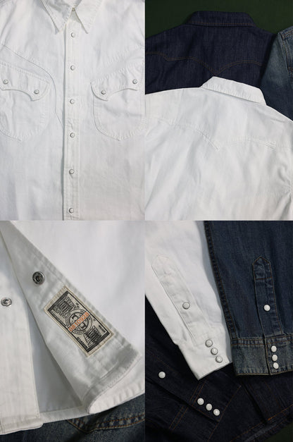 Western Denim Snap Shirt – Classic Cowboy Style in Denim & White
