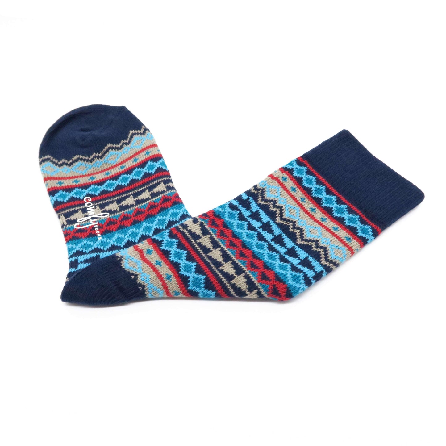 triangle and stripe pattern navy socks