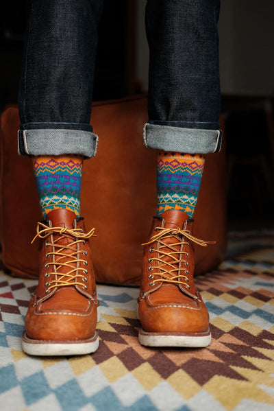 dylan-teal-sock-redwing-tribalpattern-comfysocks