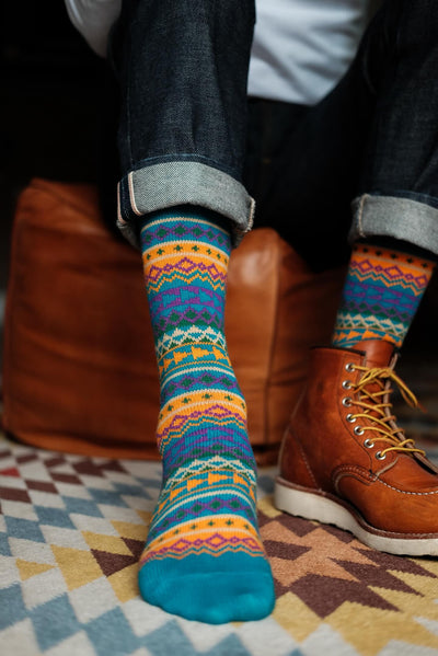 Dylan Teal Socks with Red Wing Boots daily men socks Comfysocks