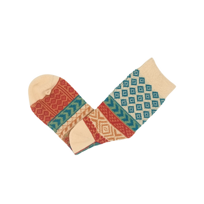 beige color coloful pattern women socks Comfysocks