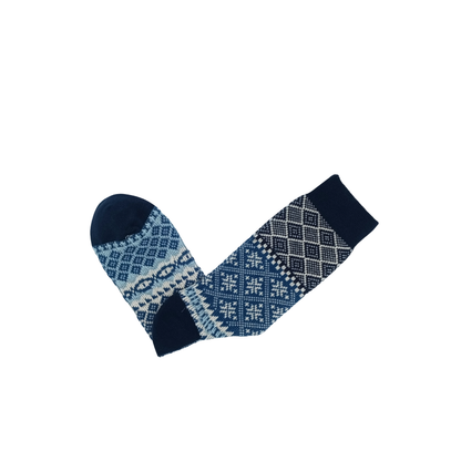 Navy tribal-pattern crew socks – Fatima Navy by ComfySocks