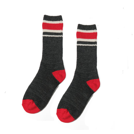 Flo knitted socks - dark grey and red
