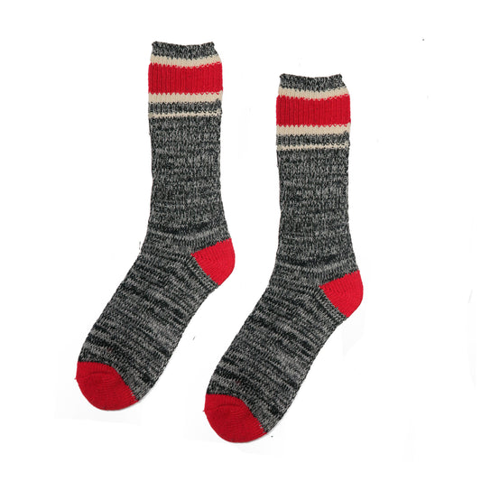 Flo Knitted Socks - Light Grey and Red