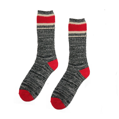 Flo Knitted Socks - Light Grey and Red Comfysocks