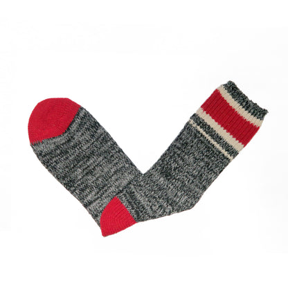 Flo Knitted Socks - Light Grey and Red Comfysocks