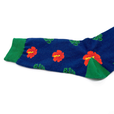 blue color floral pattern sock