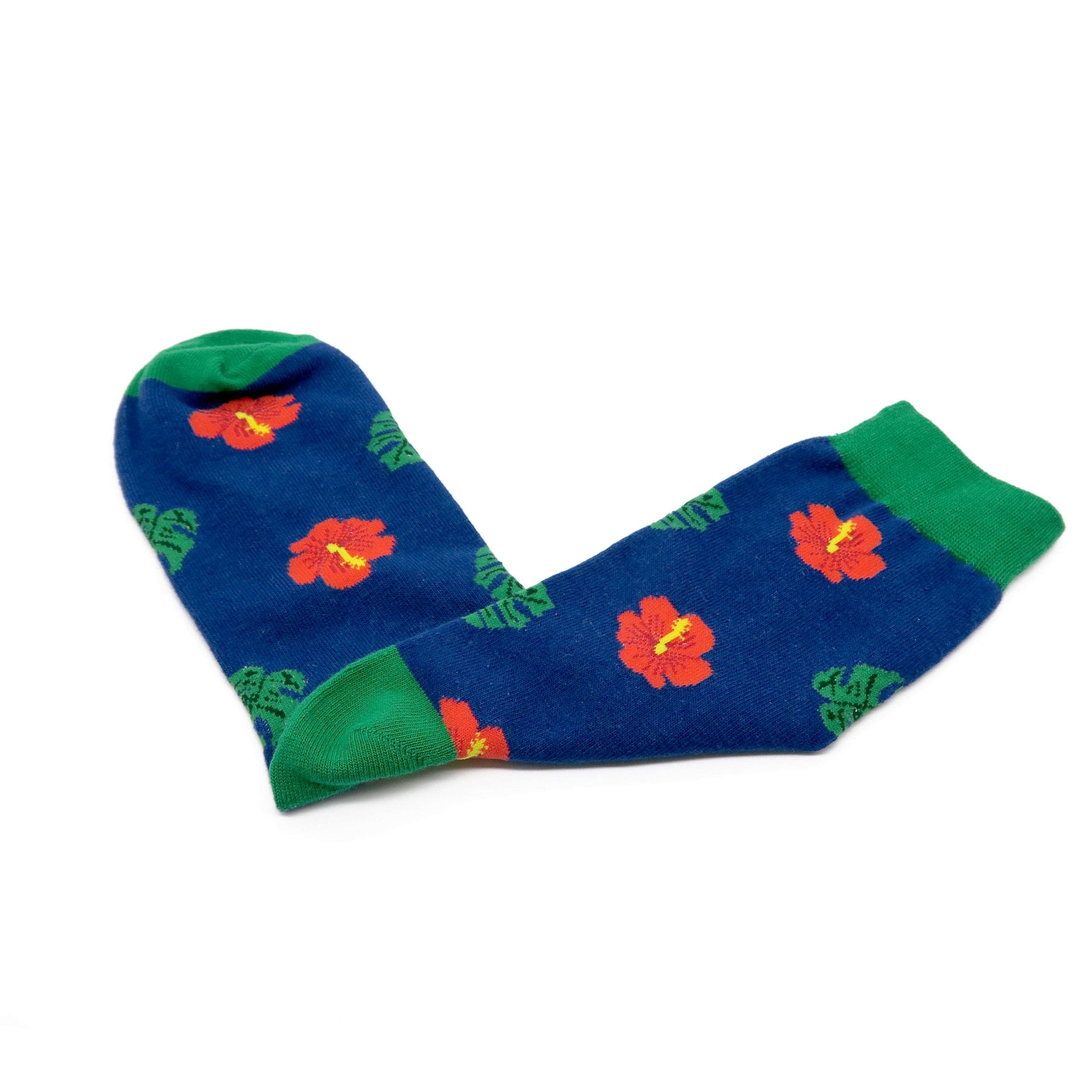 blue color floral pattern sock