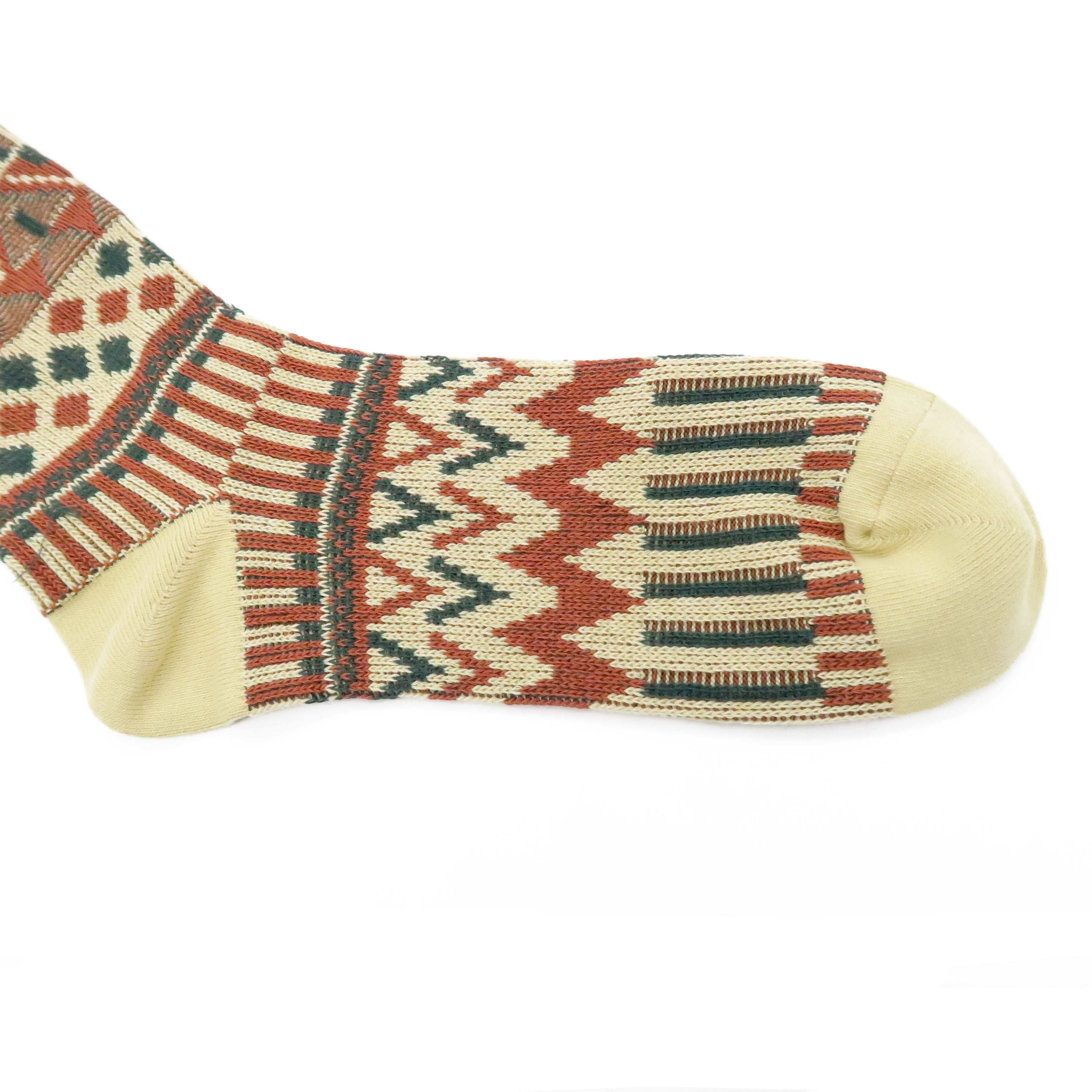 Beige color trial pattern unisex socks