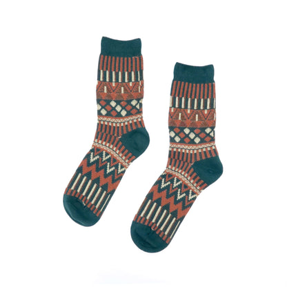 forest sock - dark green tribal pattern socks