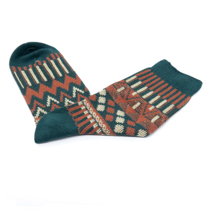 forest sock - dark green tribal pattern socks