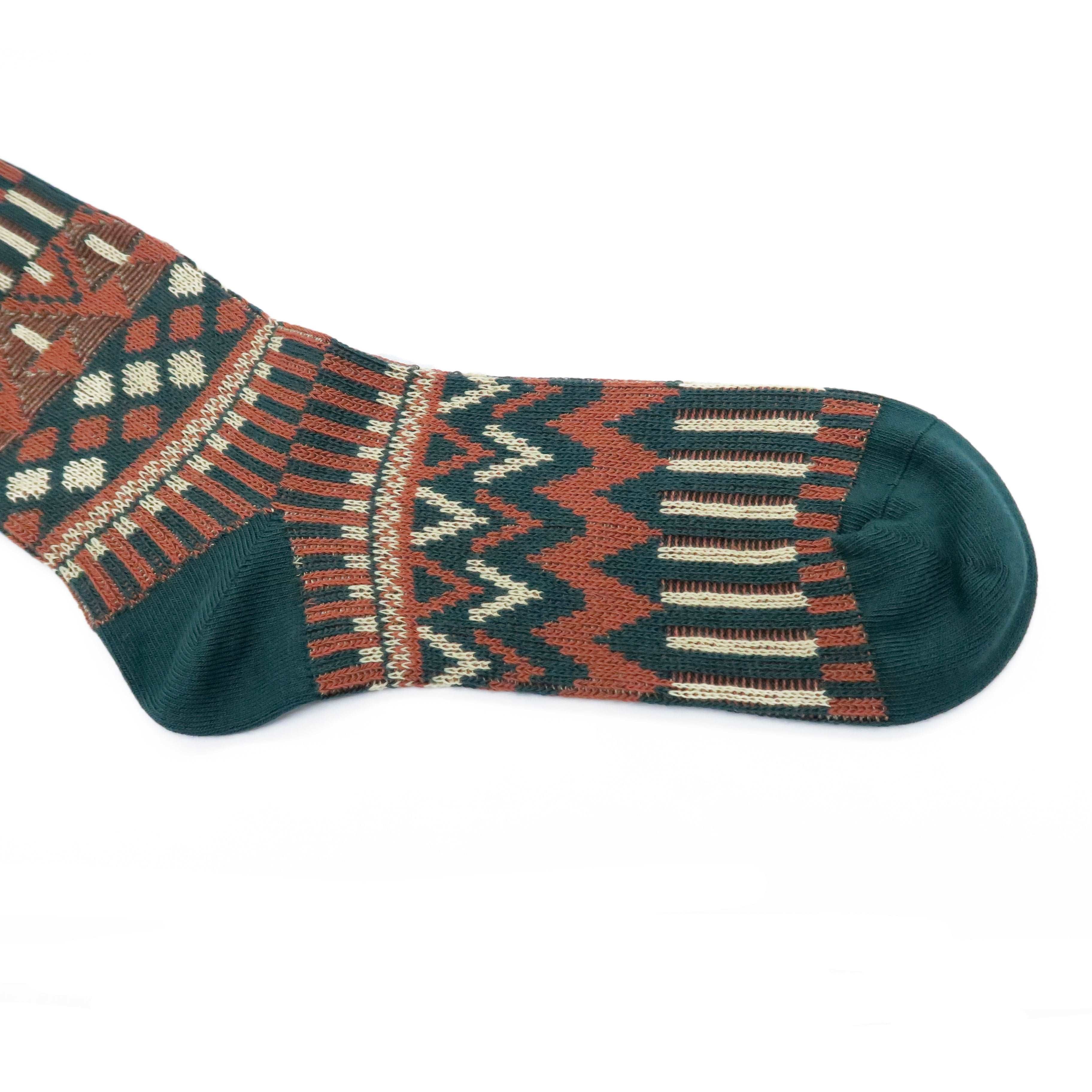 forest sock - dark green tribal pattern socks