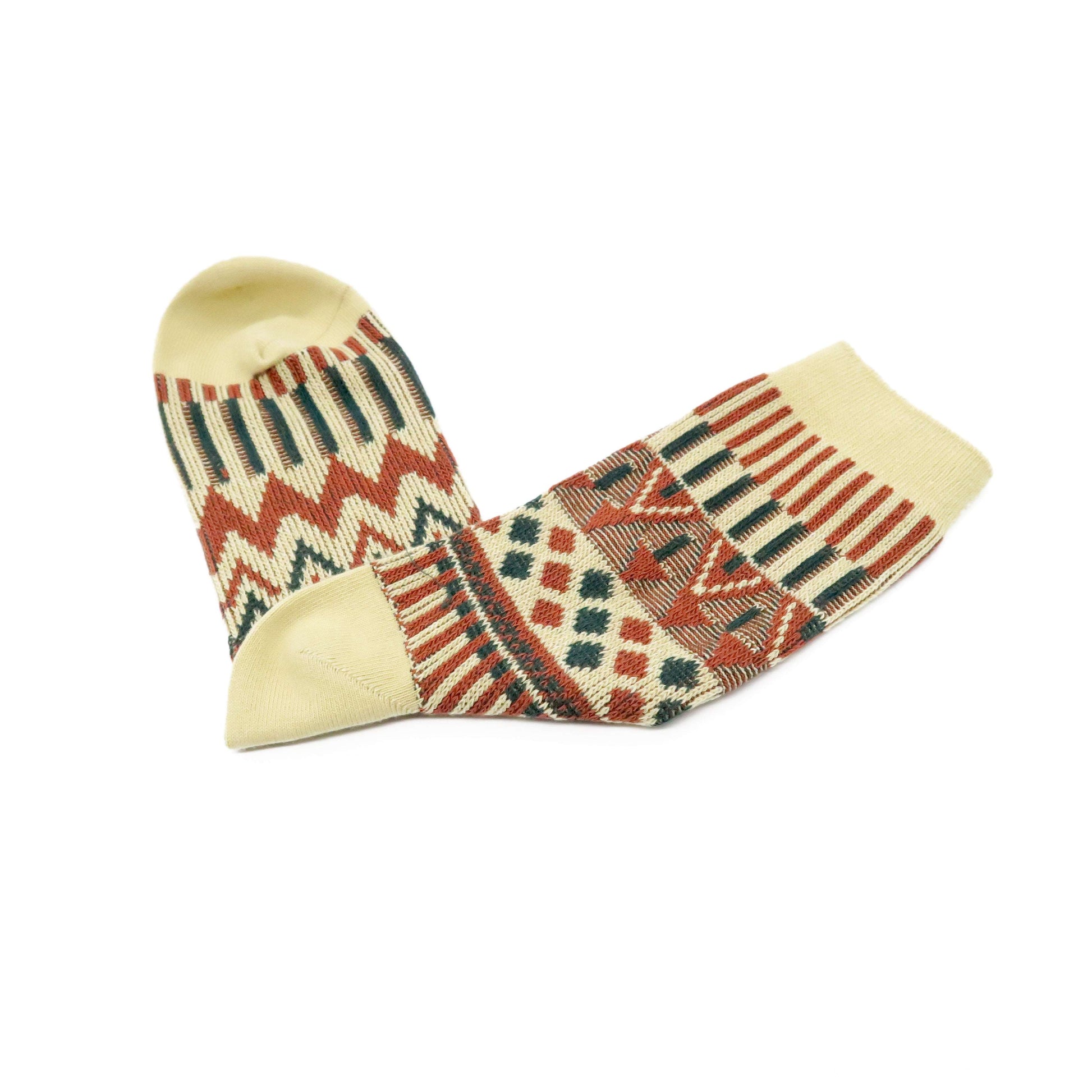 Beige color trial pattern unisex socks