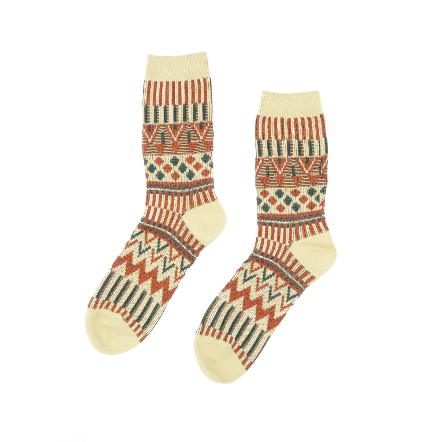 Beige color trial pattern unisex socks