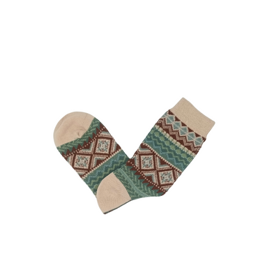 furikake green beige tribal socks