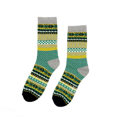 geluk green tribal pattern - Comfysocks