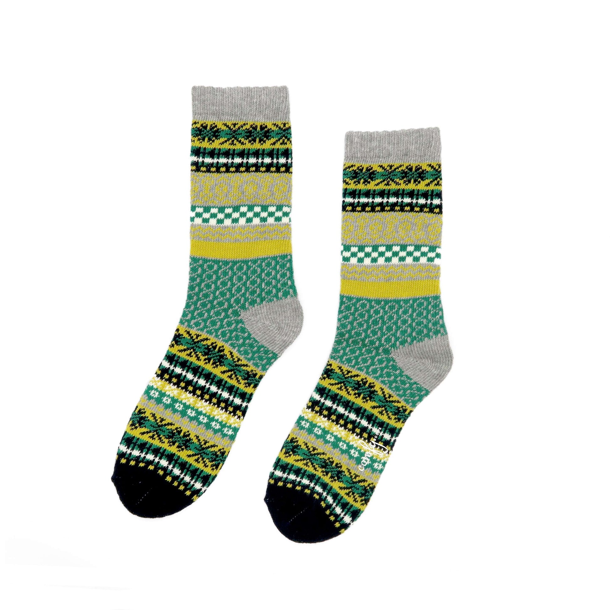 geluk green socks - green tribal pattern sock