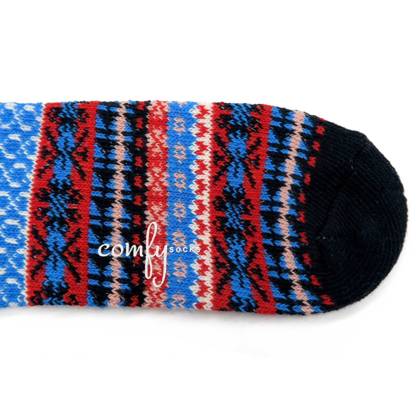 tribal pattern socks - white, blue and red color