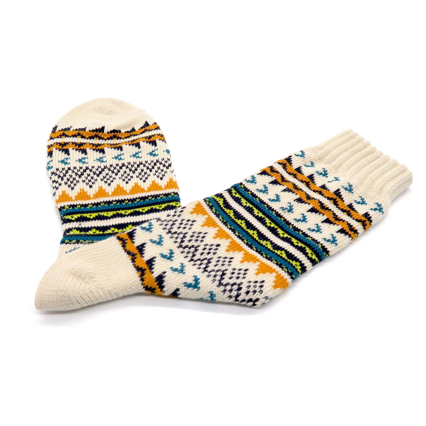geometric white tribal sock
