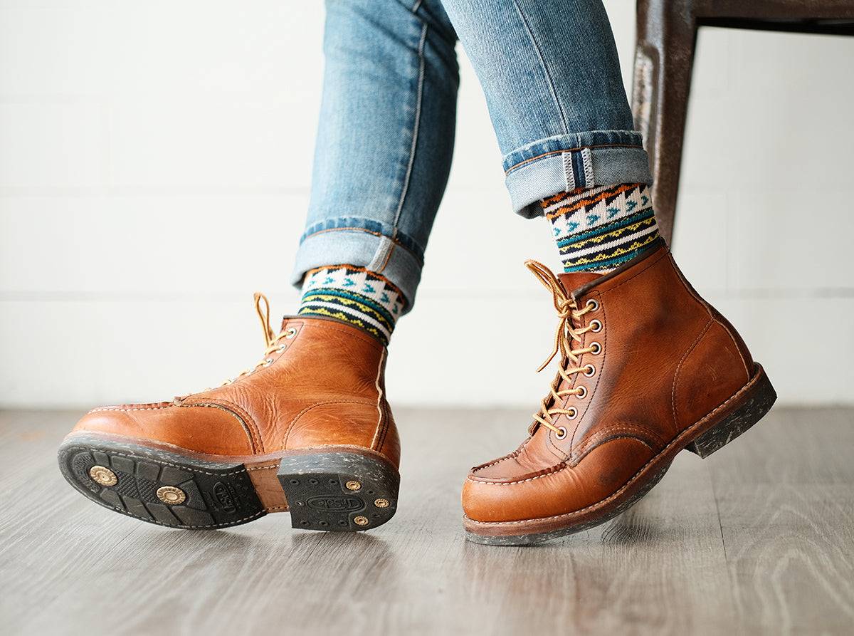 redwing boots with redwings boots with geometric tribal sock