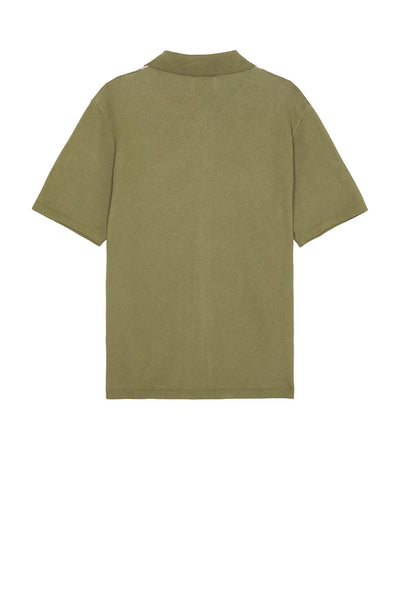 Sage Loma Knitted Short Sleeve Shirt – Jacquard Detail 100% Cotton