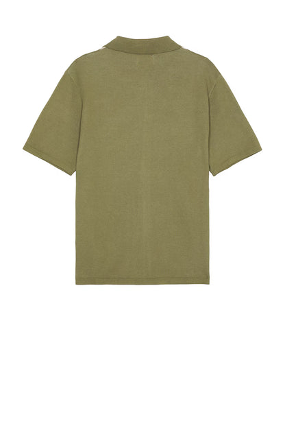 Sage Loma Knitted Short Sleeve Shirt – Jacquard Detail 100% Cotton