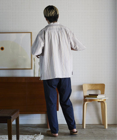 Your New Summer Go-To: The European Flax Blend Striped Open Collar Shirt