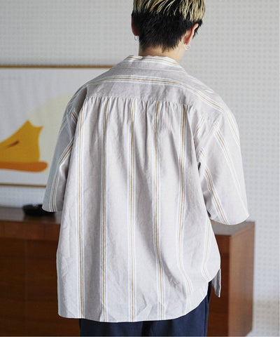 Your New Summer Go-To: The European Flax Blend Striped Open Collar Shirt