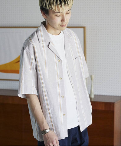 Your New Summer Go-To: The European Flax Blend Striped Open Collar Shirt