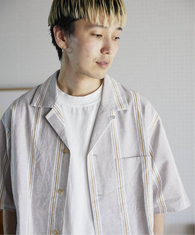 Your New Summer Go-To: The European Flax Blend Striped Open Collar Shirt