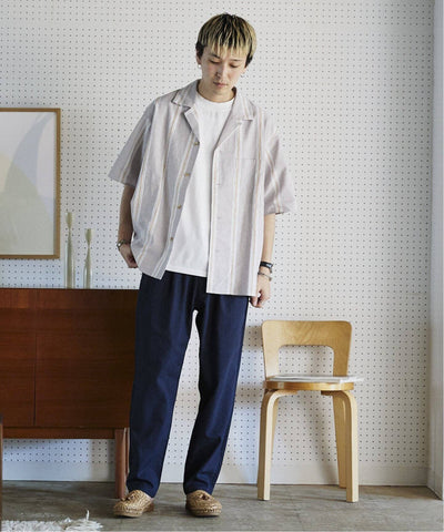 Your New Summer Go-To: The European Flax Blend Striped Open Collar Shirt