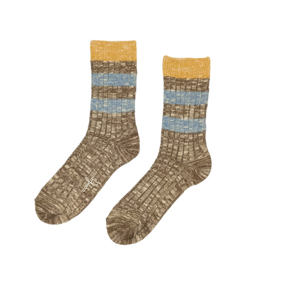 haku striped crew socks brown  Comfysocks