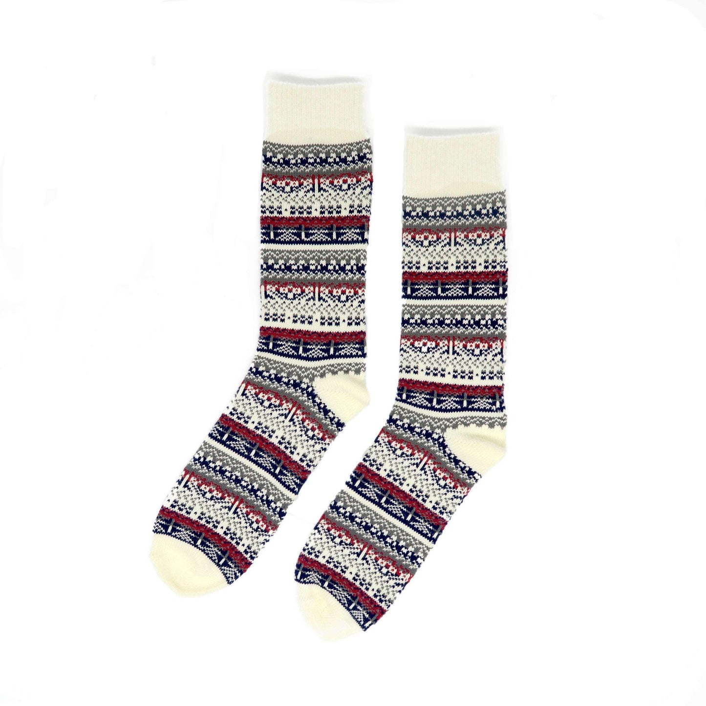 Helsinki sock - white, grey and red trial pattern sock