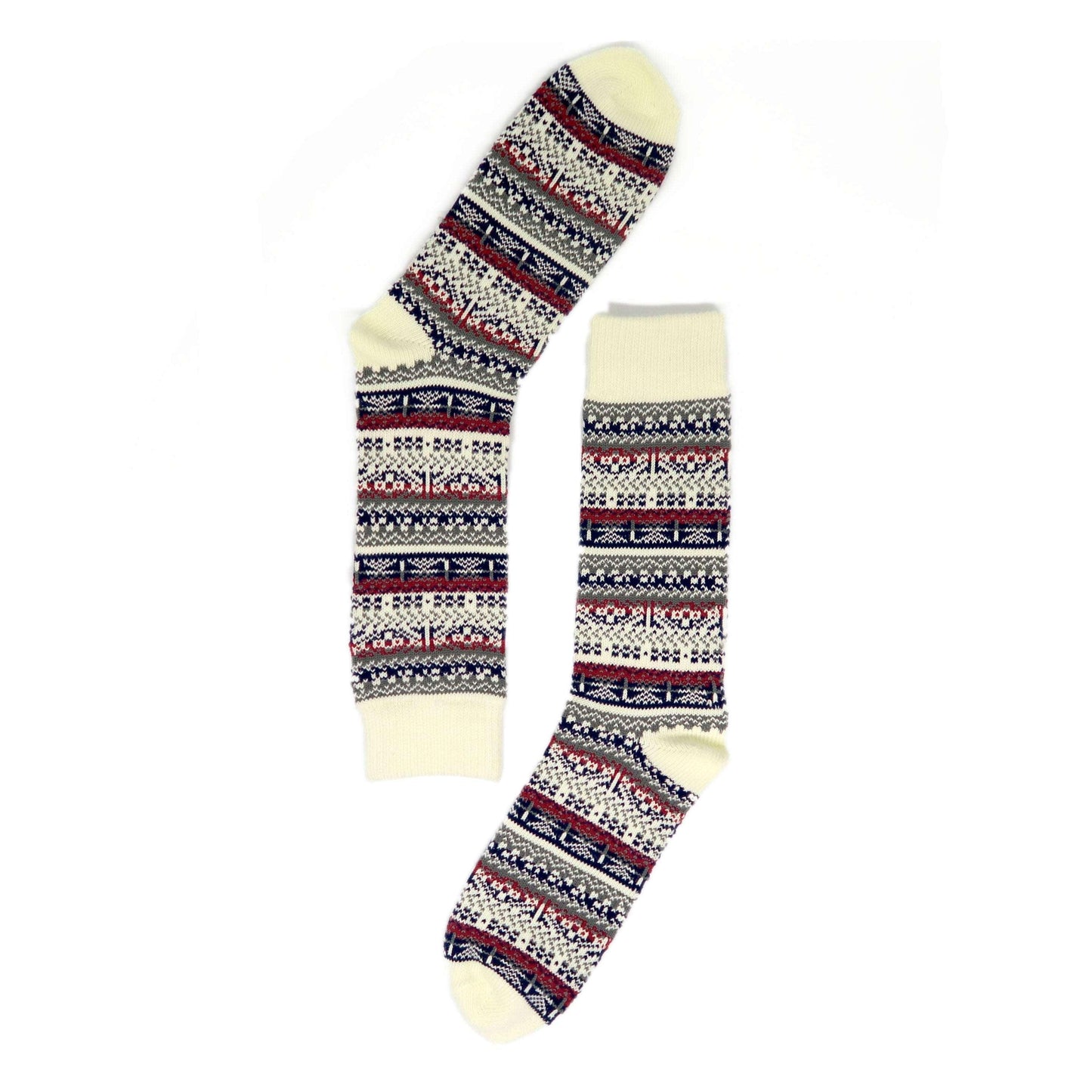 Helsinki sock - white, grey and red trial pattern sock