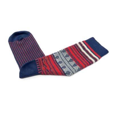 Navy and red stripe crew socks