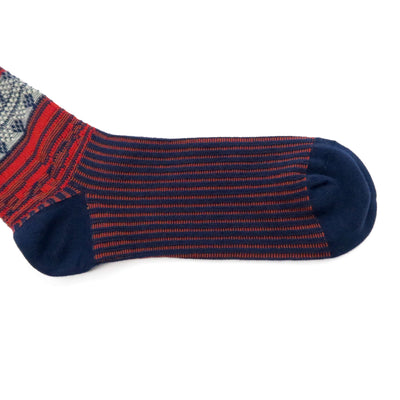 Navy and red stripe crew socks