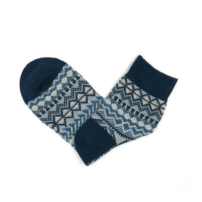 kanazawa blue and white tribal pattern ankle low socks