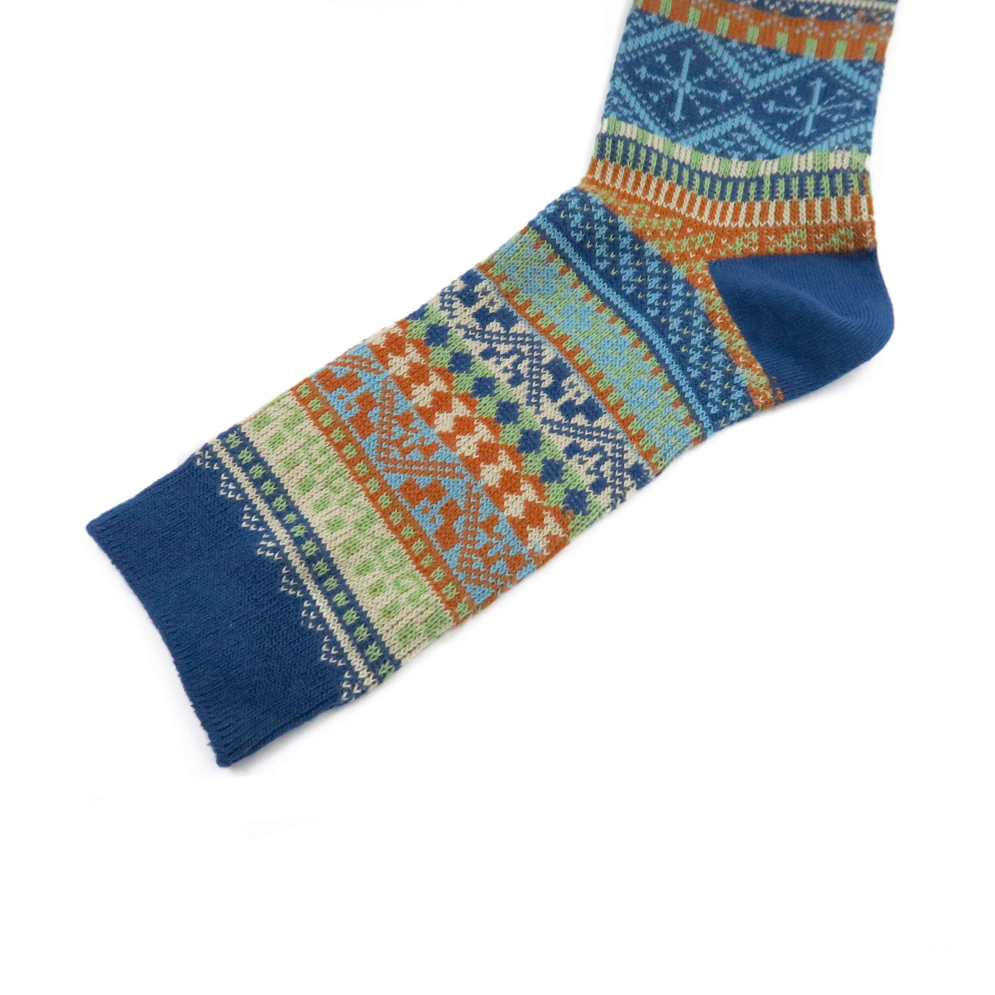 navy socks with trial funky pattern