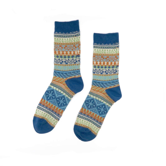 navy socks with trial pattern