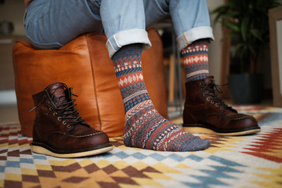 kizune socks - blue tribal pattern socks - comfysocks