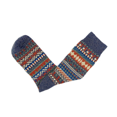 kizune socks - blue tribal pattern socks - comfysocks