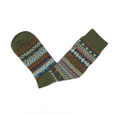 kizune socks - green tribal patterm socks - comfysocks